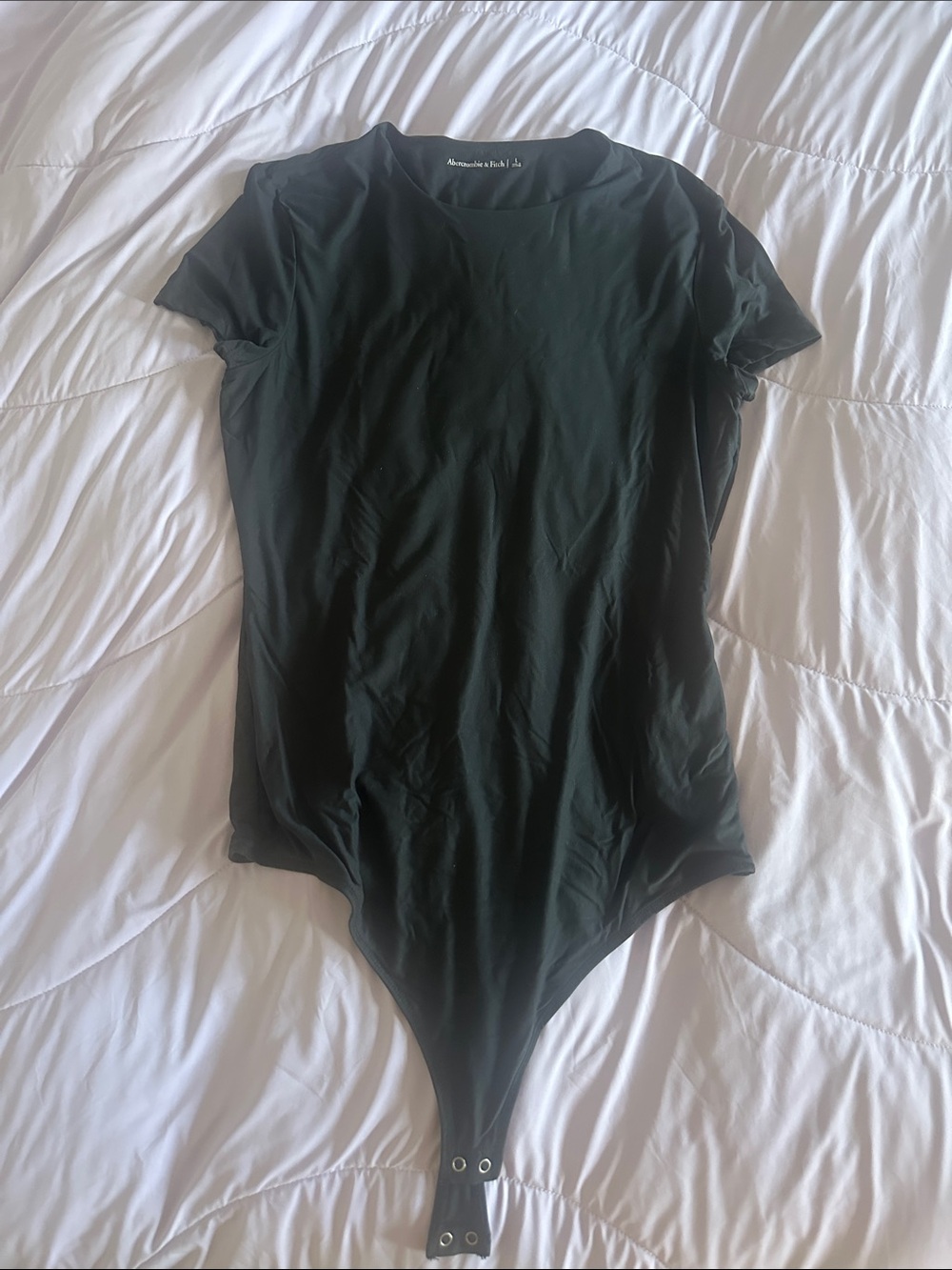 Abercrombie and Fitch Smooth Black Short-Sleeve Snap-Closure Bodysuit